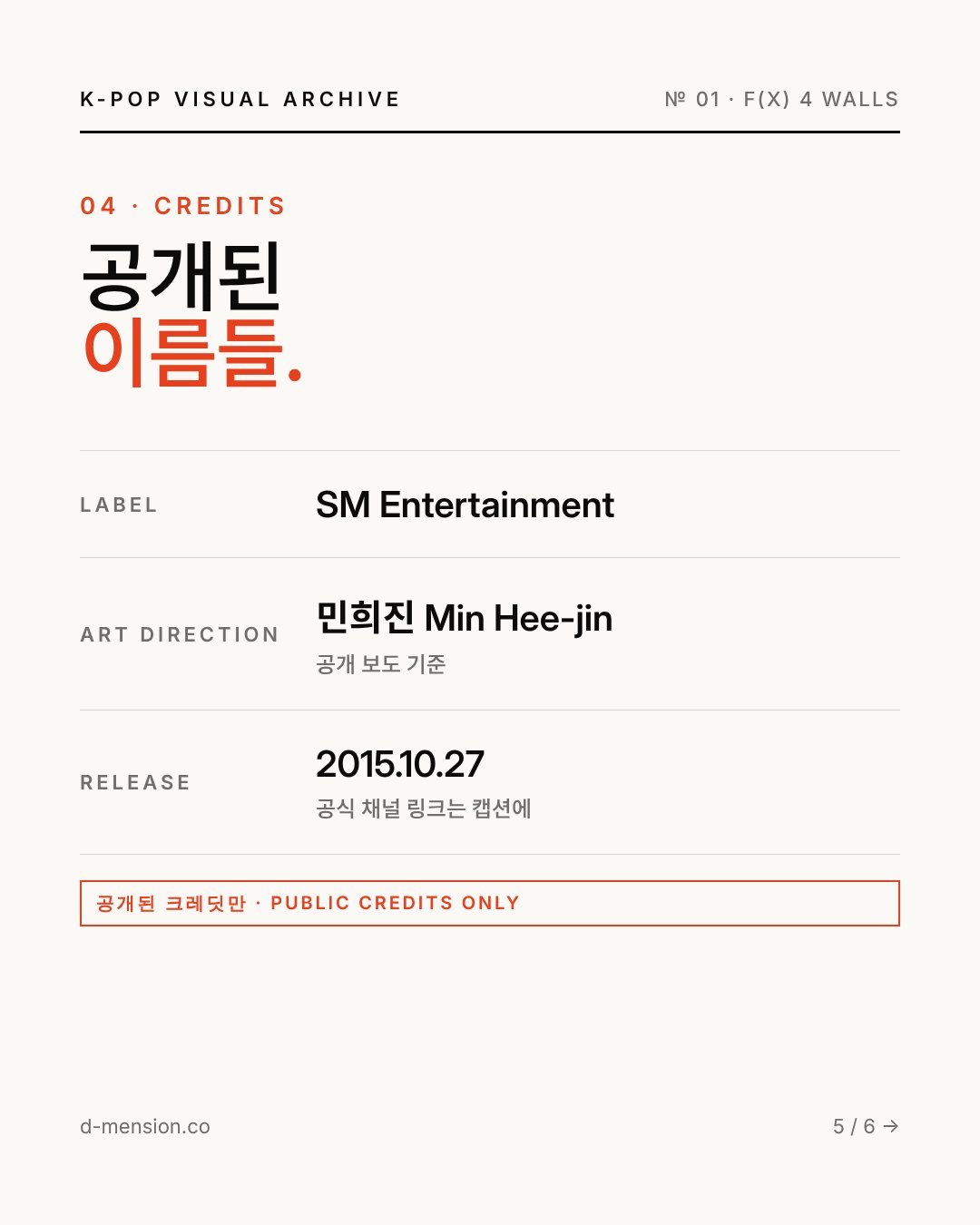 크레딧 — 공개된 이름만